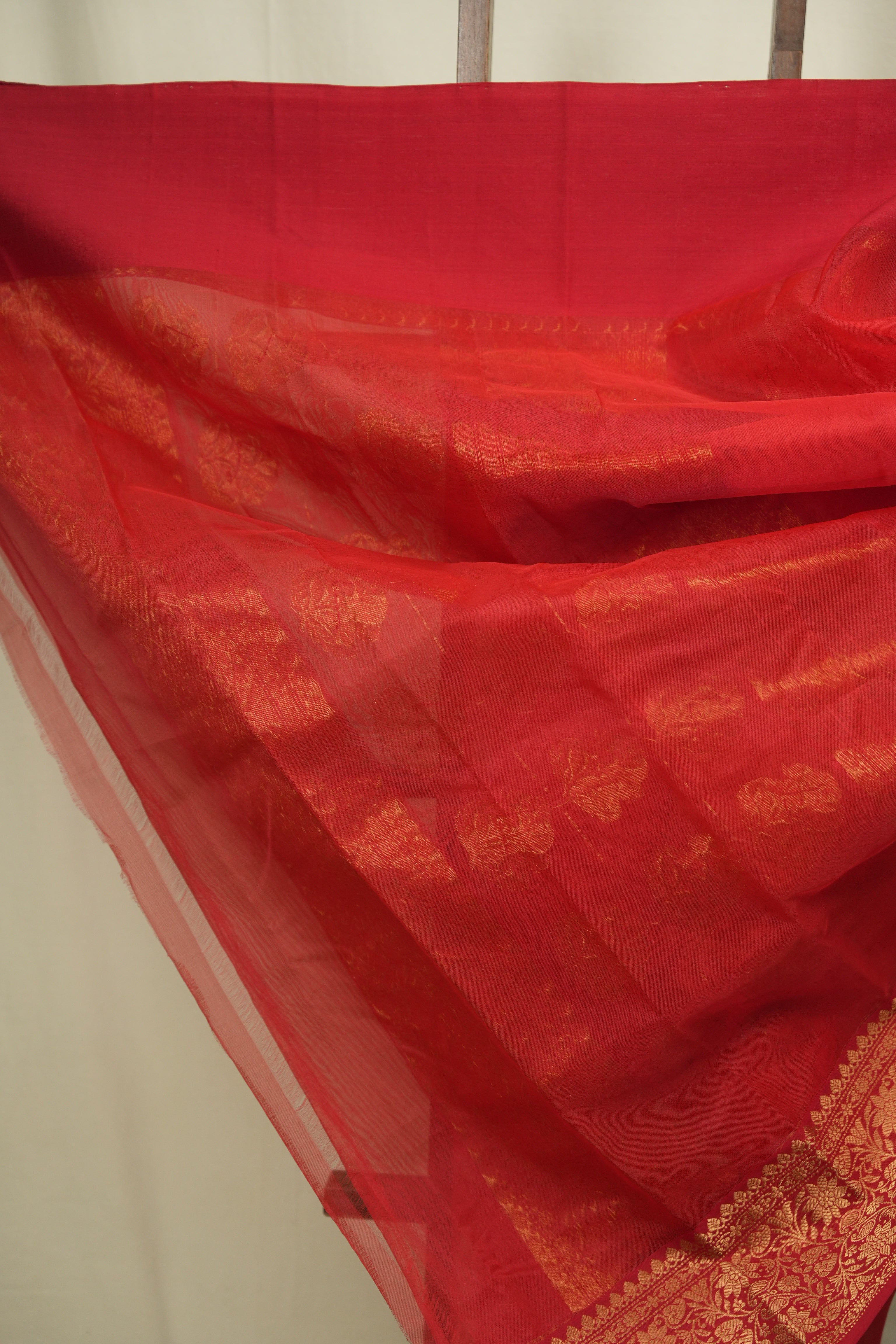 Red Chanderi Tissue Silk Saree - SRRCTS382