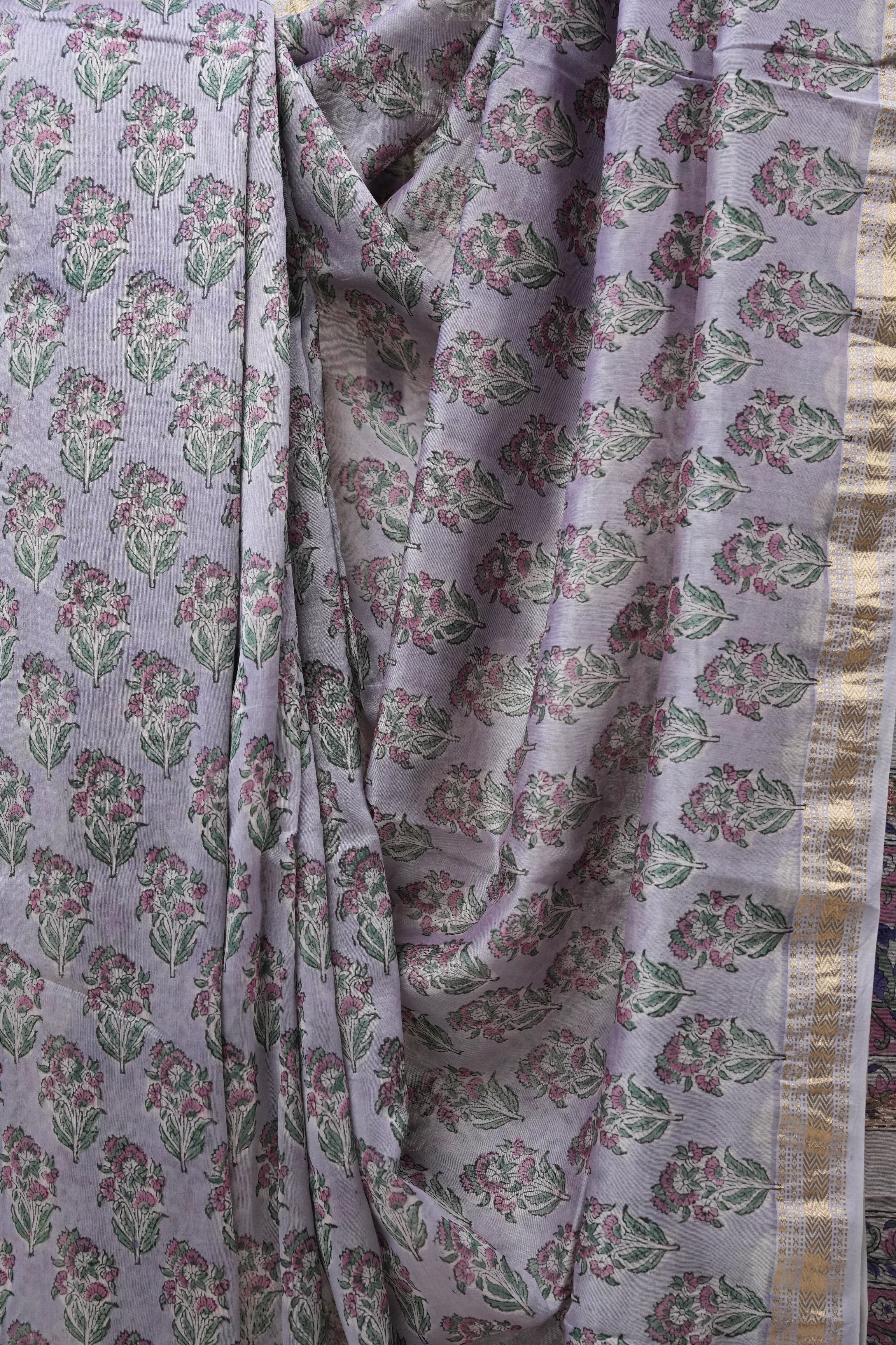 Lilac HBP Cotton Silk Saree With Maheshwari Border - SRLCSS1237