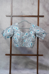 Grey Sleeve Cotton Round-Neck Blouse - SRGRNB03