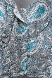 Grey Sleeve Cotton Round-Neck Blouse - SRGRNB03