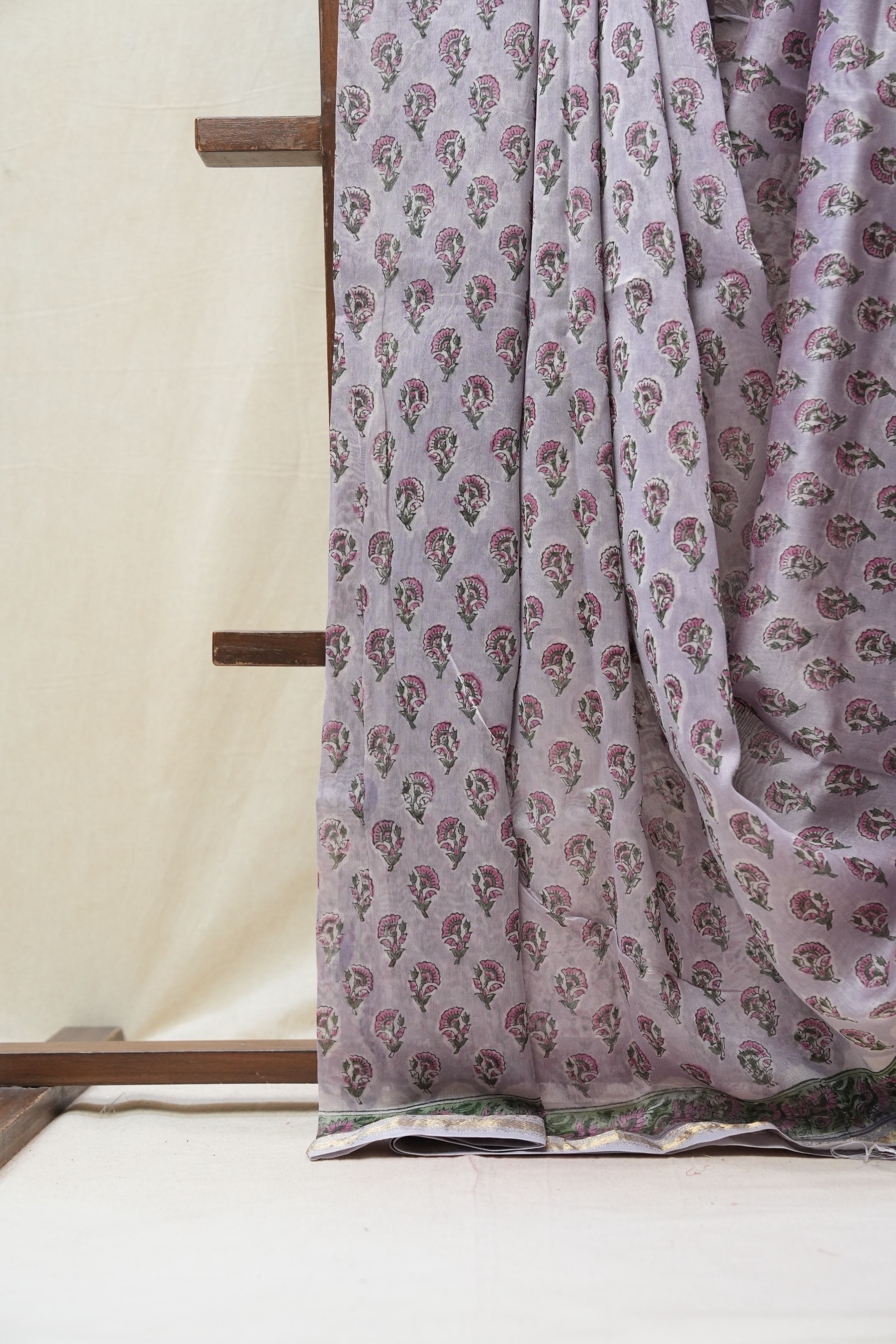 Lilac HBP Cotton Silk Saree With Maheshwari Border - SRLCSS1231