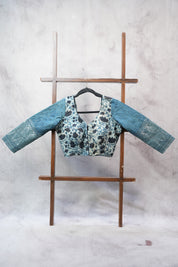 Indigo Full Sleeve Cotton Round-Neck Blouse - SRIRNB05