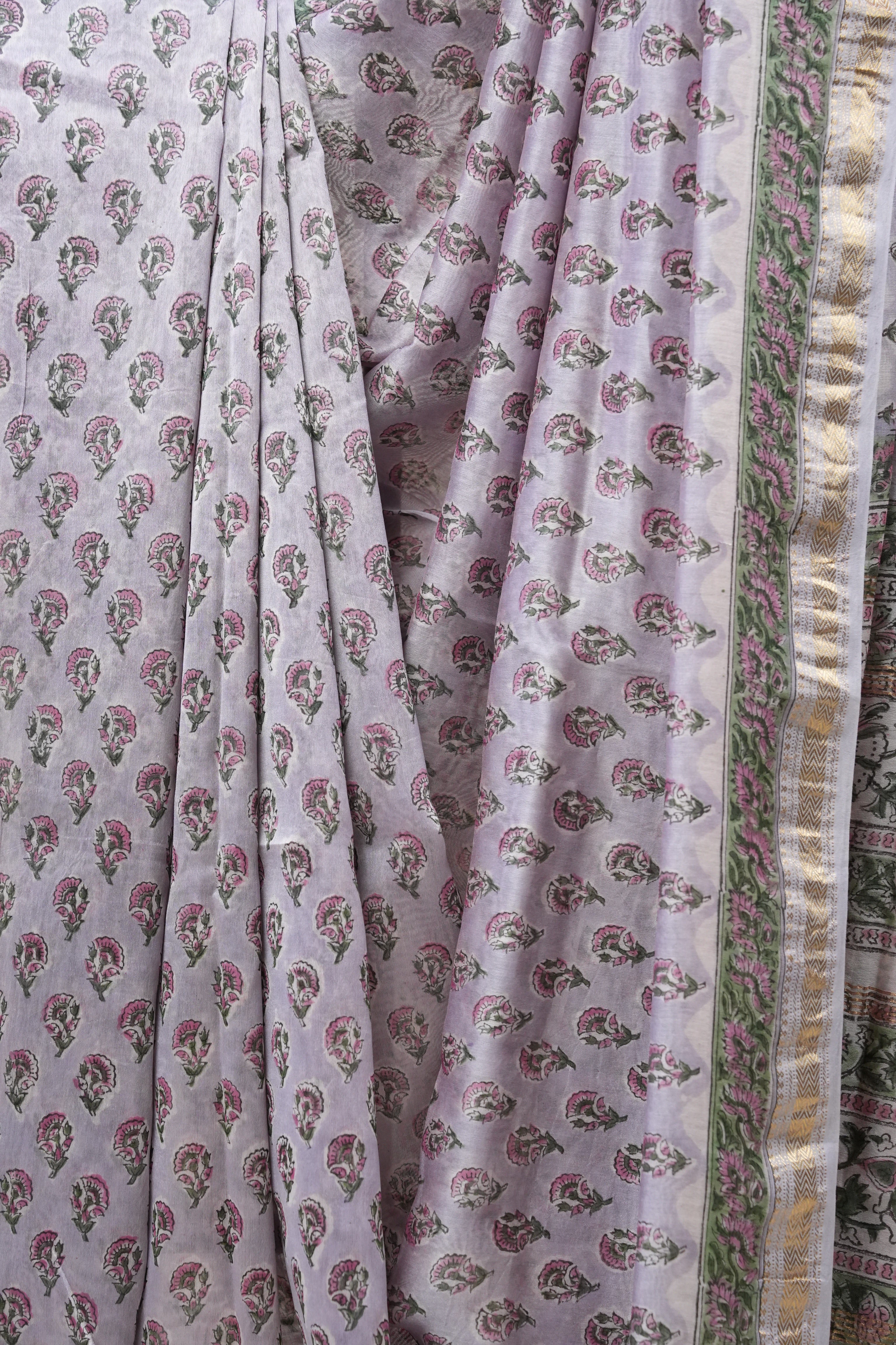 Lilac HBP Cotton Silk Saree With Maheshwari Border - SRLCSS1231
