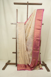 Off White Chanderi Tissue Silk Saree - SROWCTS371