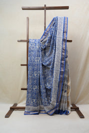 Blue HBP Cotton Silk Saree With Maheshwari Border - SRBCSS1229