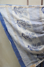 Blue HBP Cotton Silk Saree With Maheshwari Border - SRBCSS1229