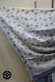 Blue HBP Cotton Silk Saree With Maheshwari Border - SRBCSS1229