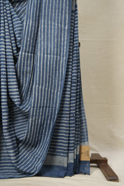 Indigo Blue HBP Cotton Saree - SRIBCS2901