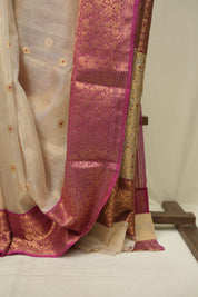 Off White Chanderi Tissue Silk Saree - SROWCTS371