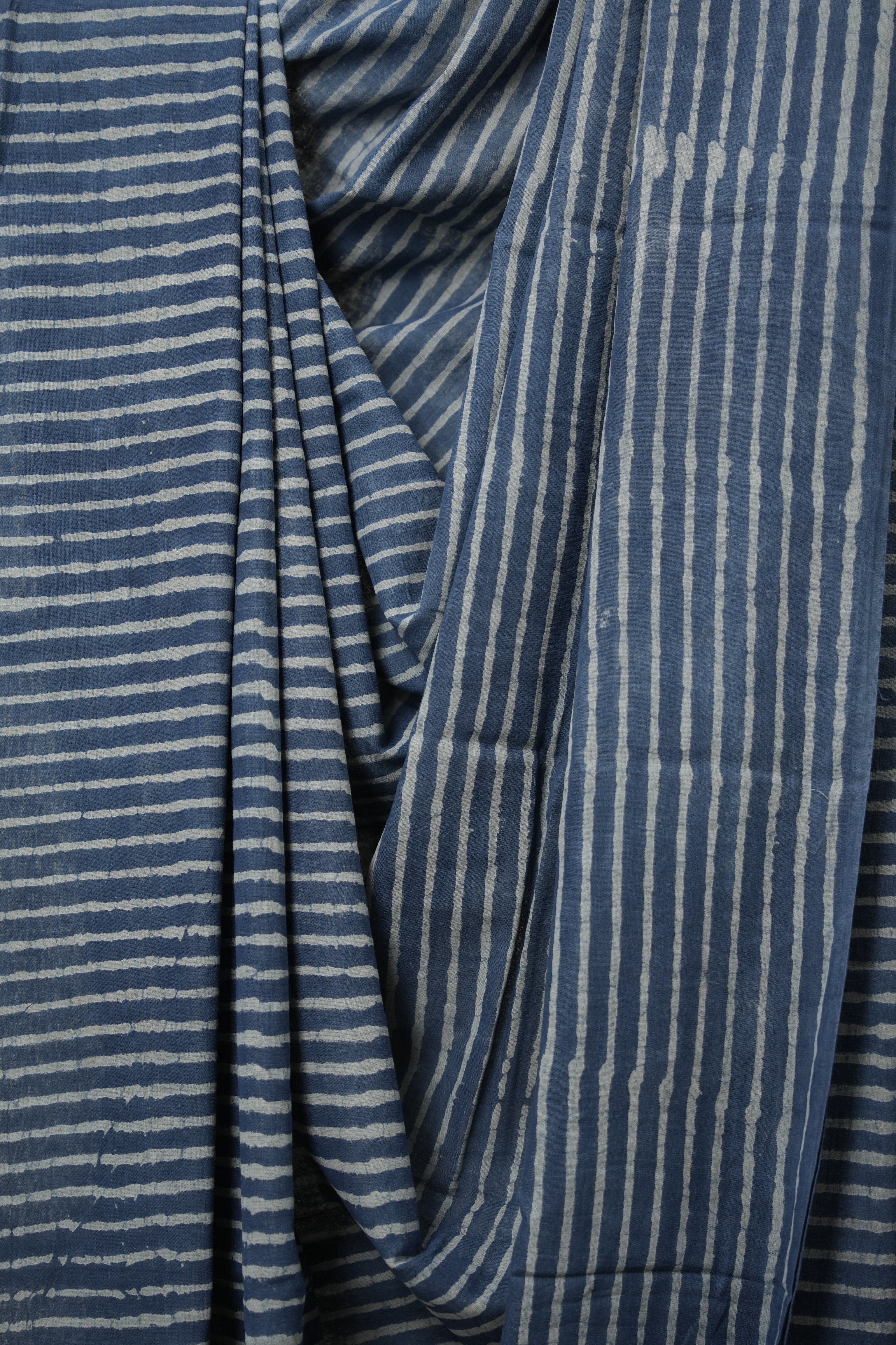 Indigo Blue HBP Cotton Saree - SRIBCS2901