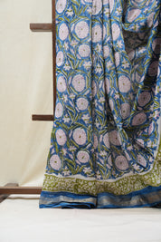 Blue HBP Cotton Silk Saree With Maheshwari Border - SRBCSS1225