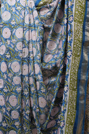 Blue HBP Cotton Silk Saree With Maheshwari Border - SRBCSS1225