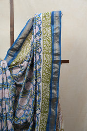 Blue HBP Cotton Silk Saree With Maheshwari Border - SRBCSS1225