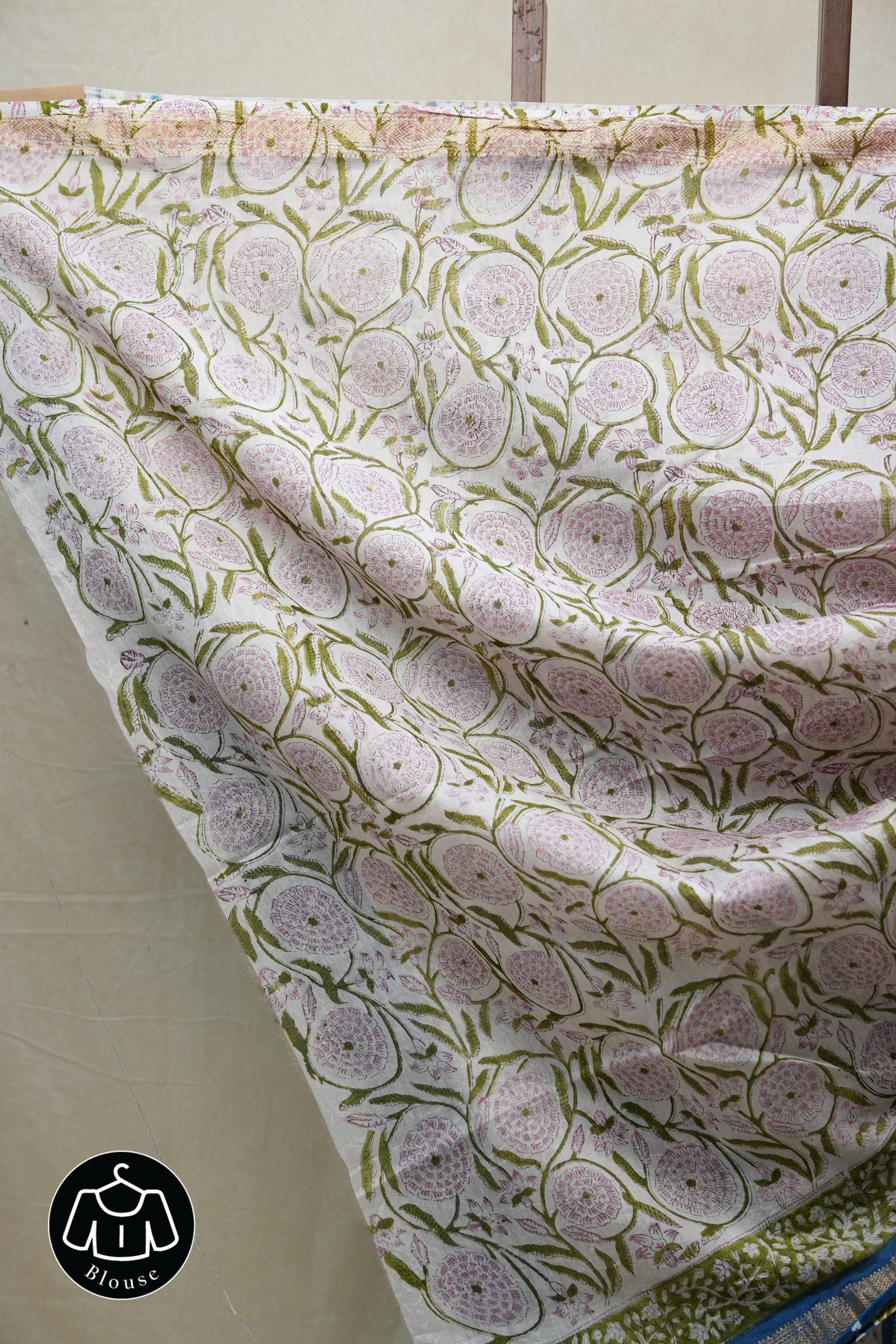 Blue HBP Cotton Silk Saree With Maheshwari Border - SRBCSS1225