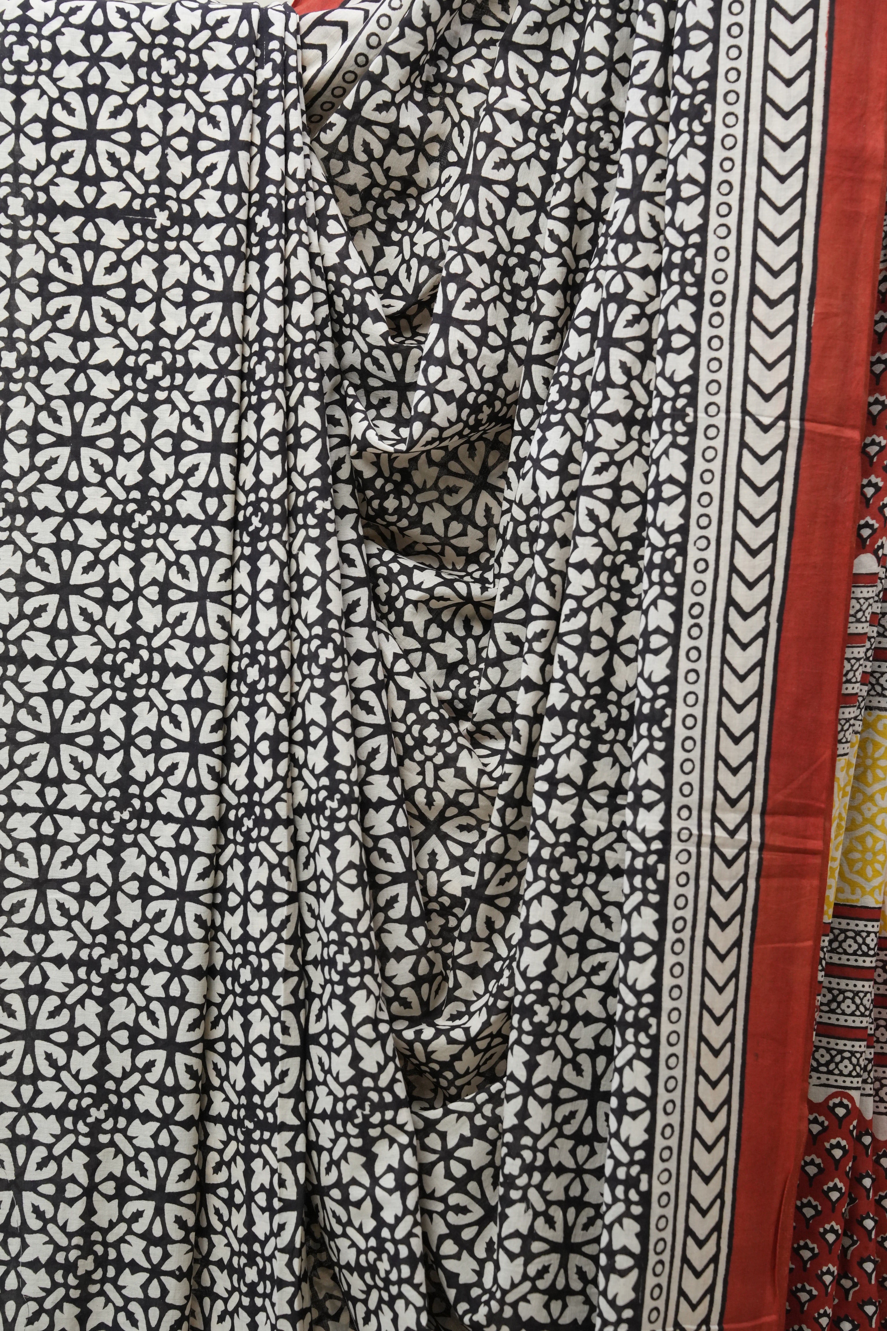 Black HBP Cotton Saree - SRBCS2721