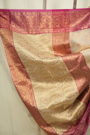 Off White Chanderi Tissue Silk Saree - SROWCTS371