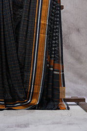 Black Pochampalli Cotton Ikat Saree - SRBPCIS397