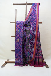 Dark Blue Rajkot Patola Silk Saree - SRDBRPSS386