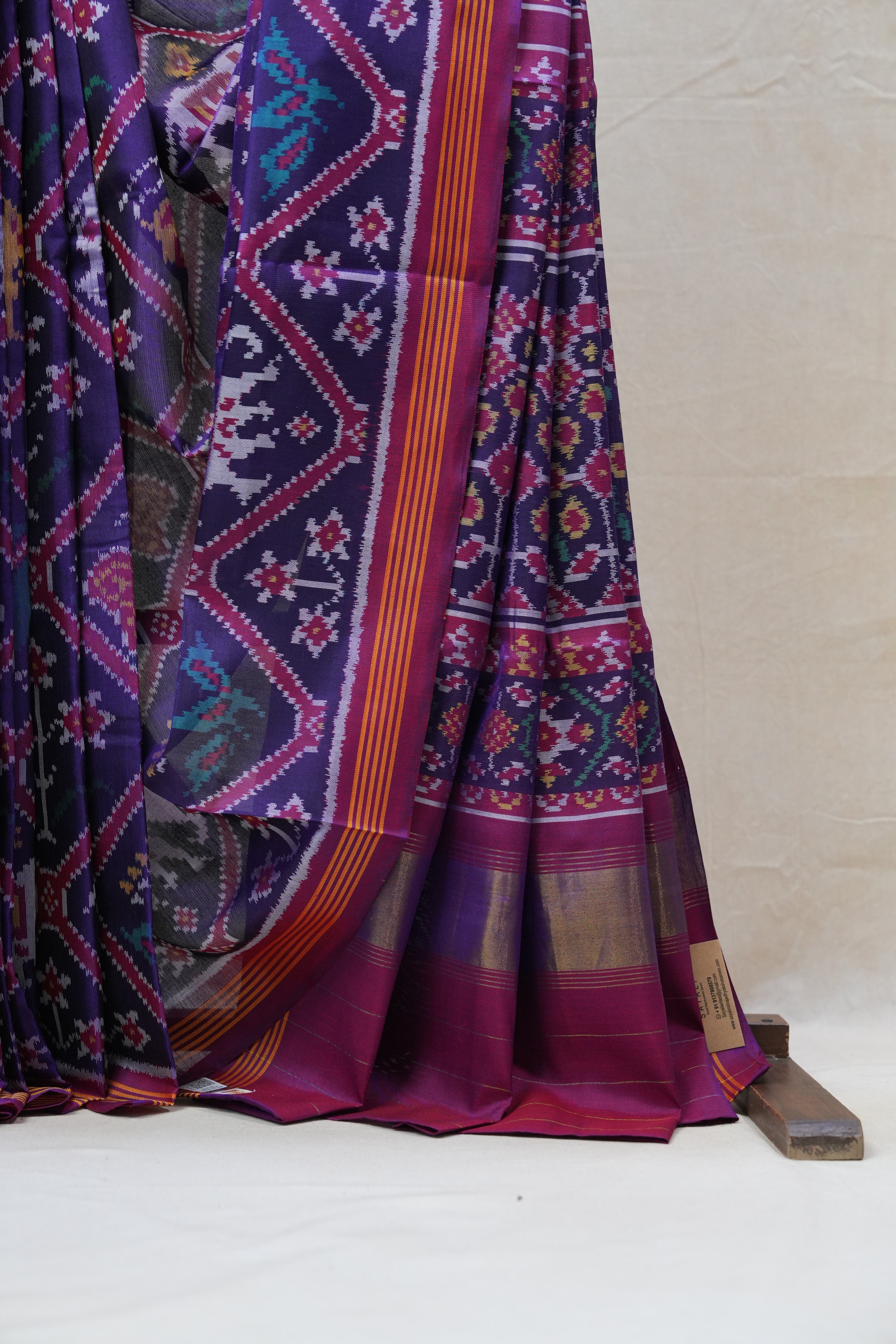 Dark Blue Rajkot Patola Silk Saree - SRDBRPSS386