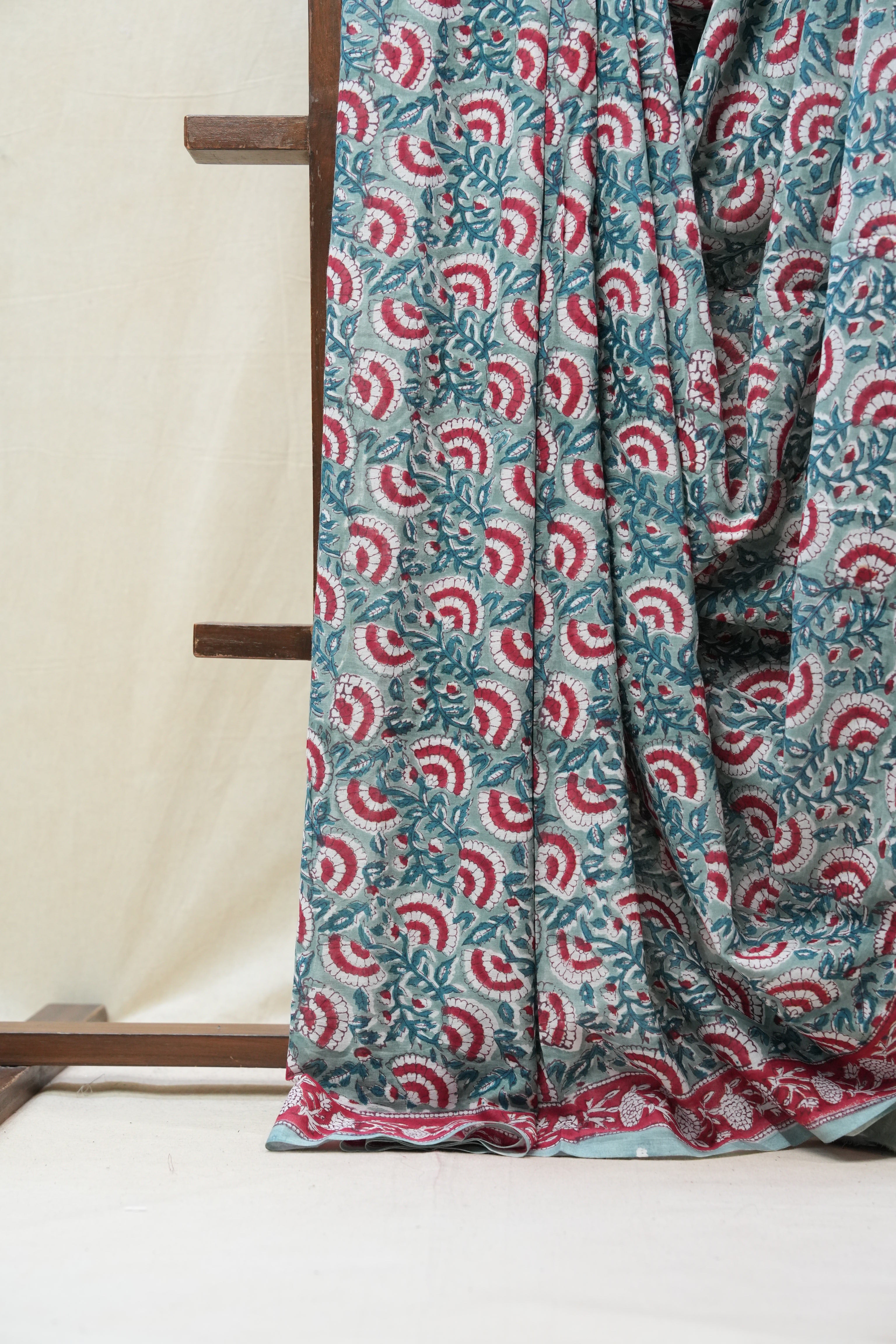 Sea Green HBP Cotton Saree - SRSGCS2720