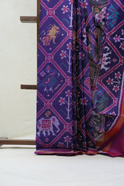 Dark Blue Rajkot Patola Silk Saree - SRDBRPSS386