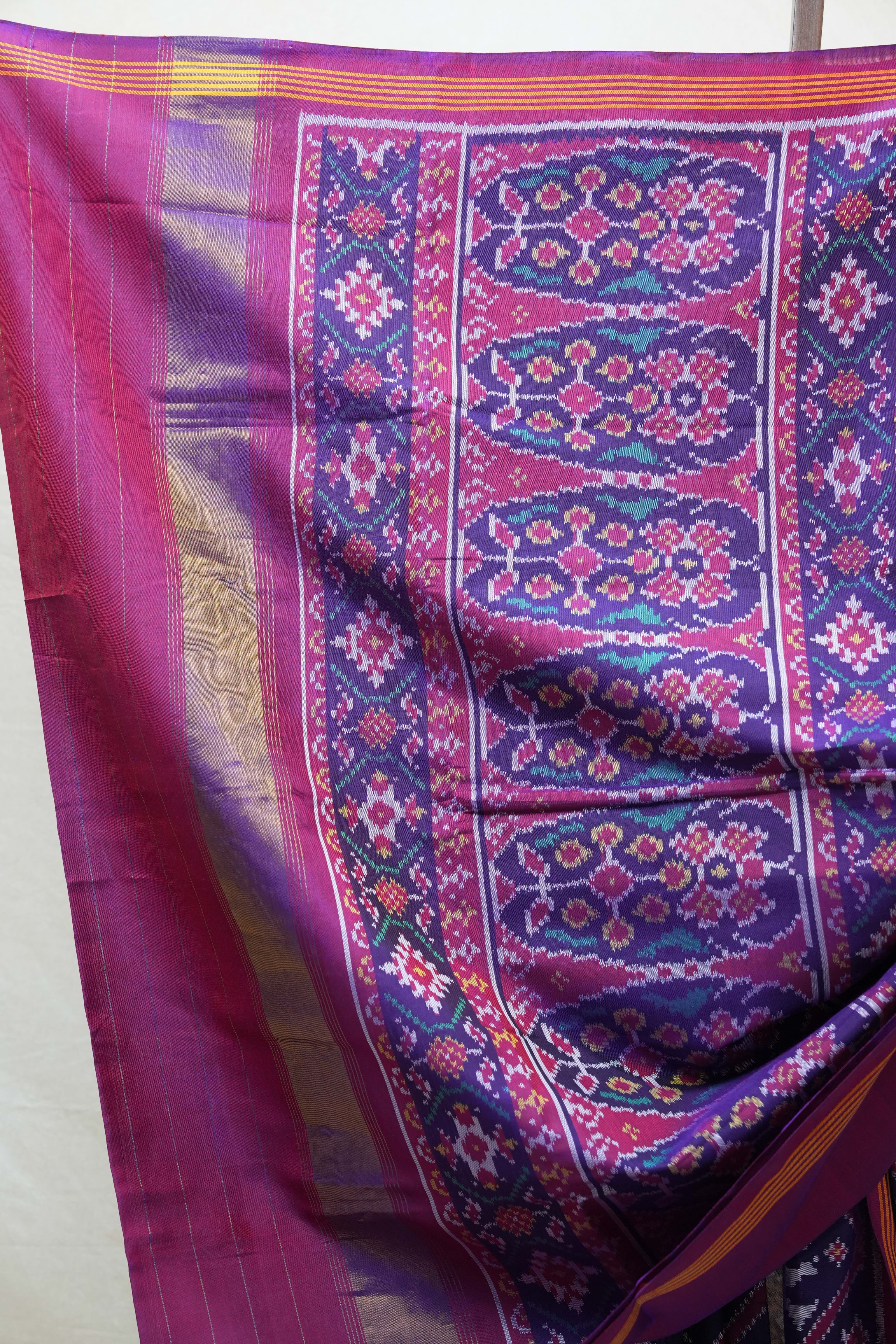 Dark Blue Rajkot Patola Silk Saree - SRDBRPSS386