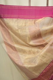 Off White Chanderi Tissue Silk Saree - SROWCTS371