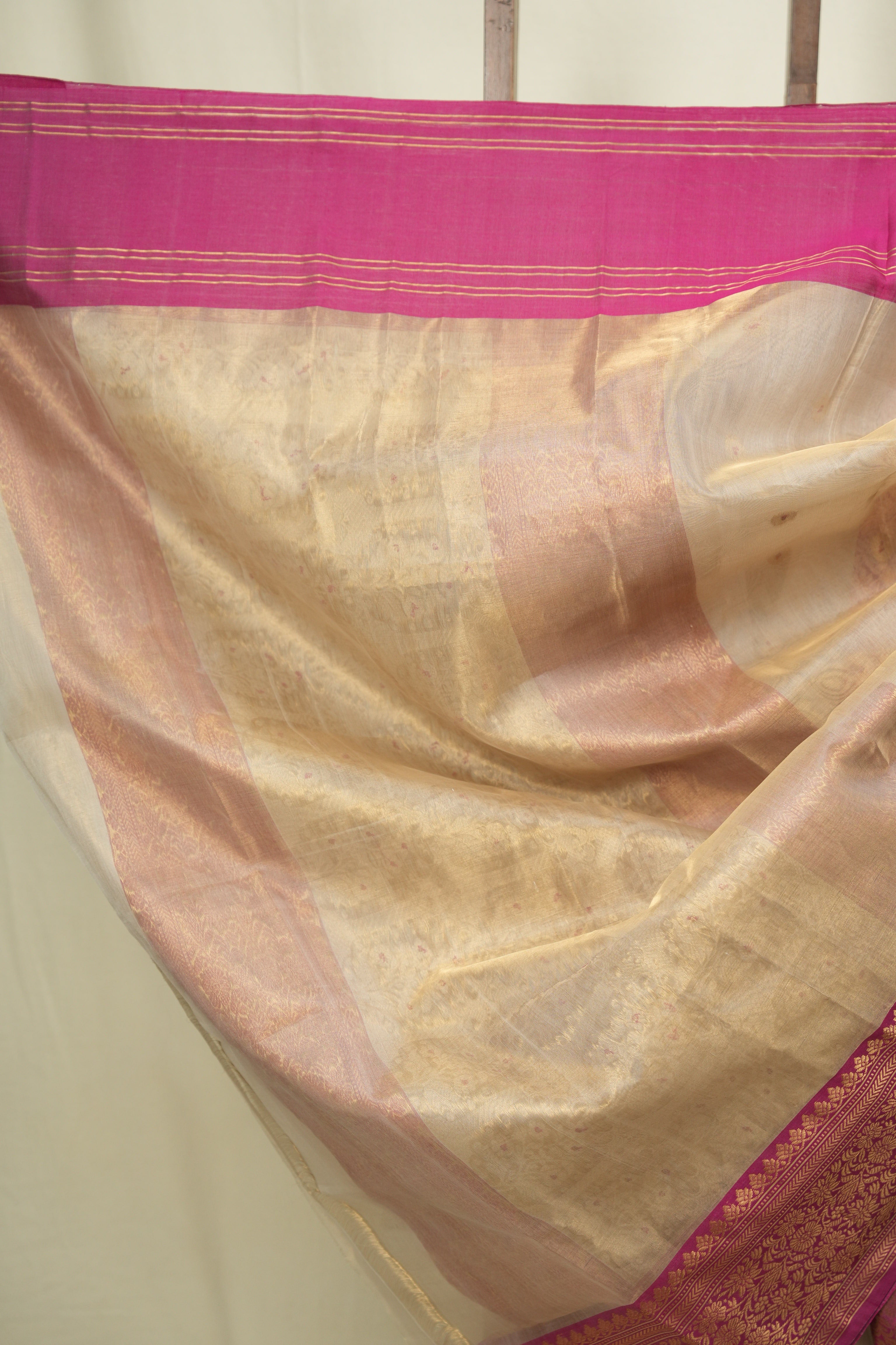 Off White Chanderi Tissue Silk Saree - SROWCTS371