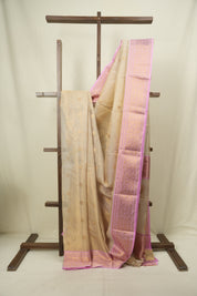 Cream Chanderi Tissue Silk Saree - SRCCTS374
