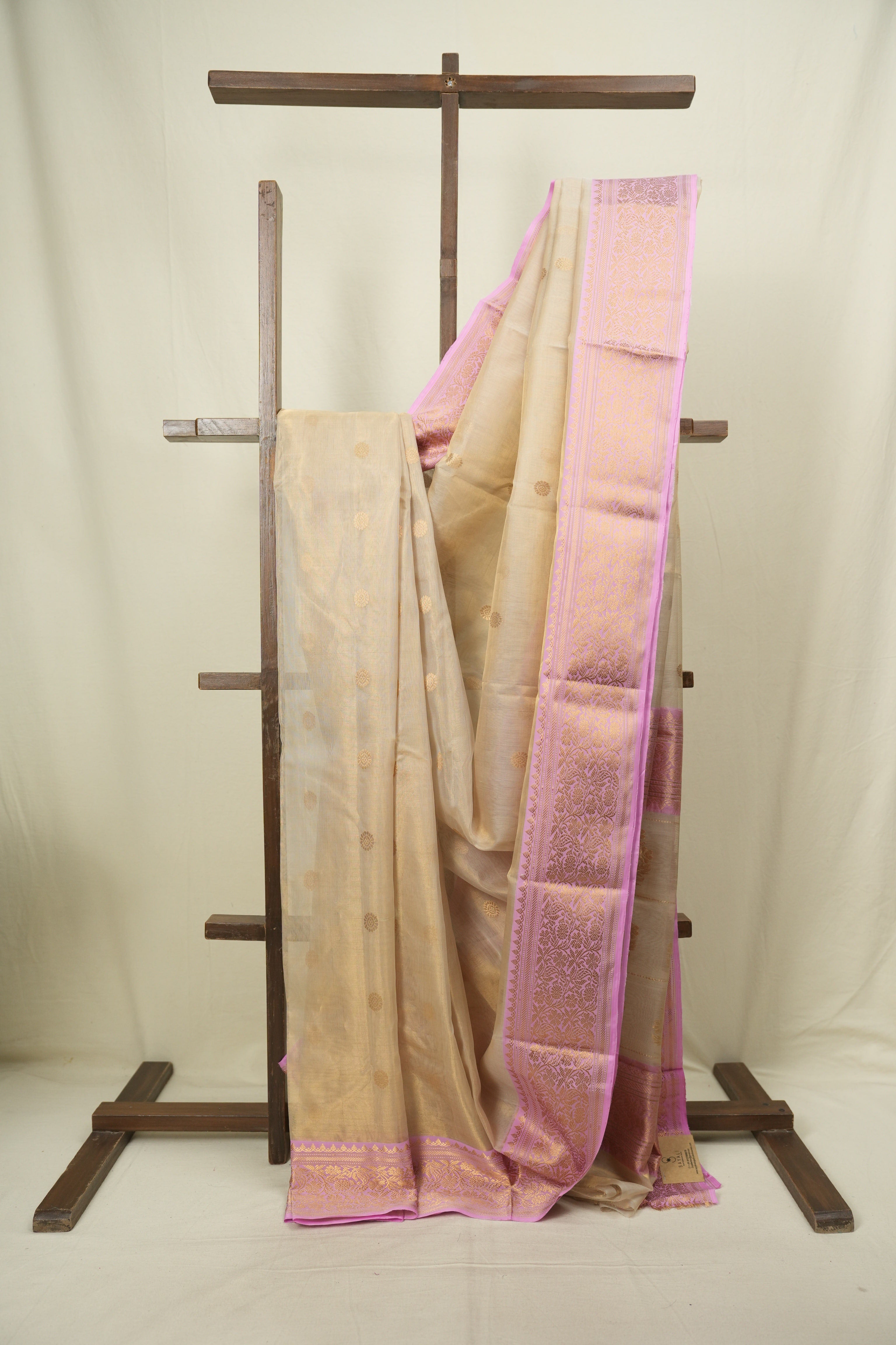Cream Chanderi Tissue Silk Saree - SRCCTS374
