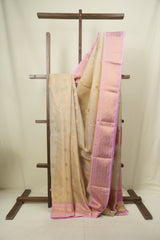 Cream Chanderi Tissue Silk Saree - SRCCTS374