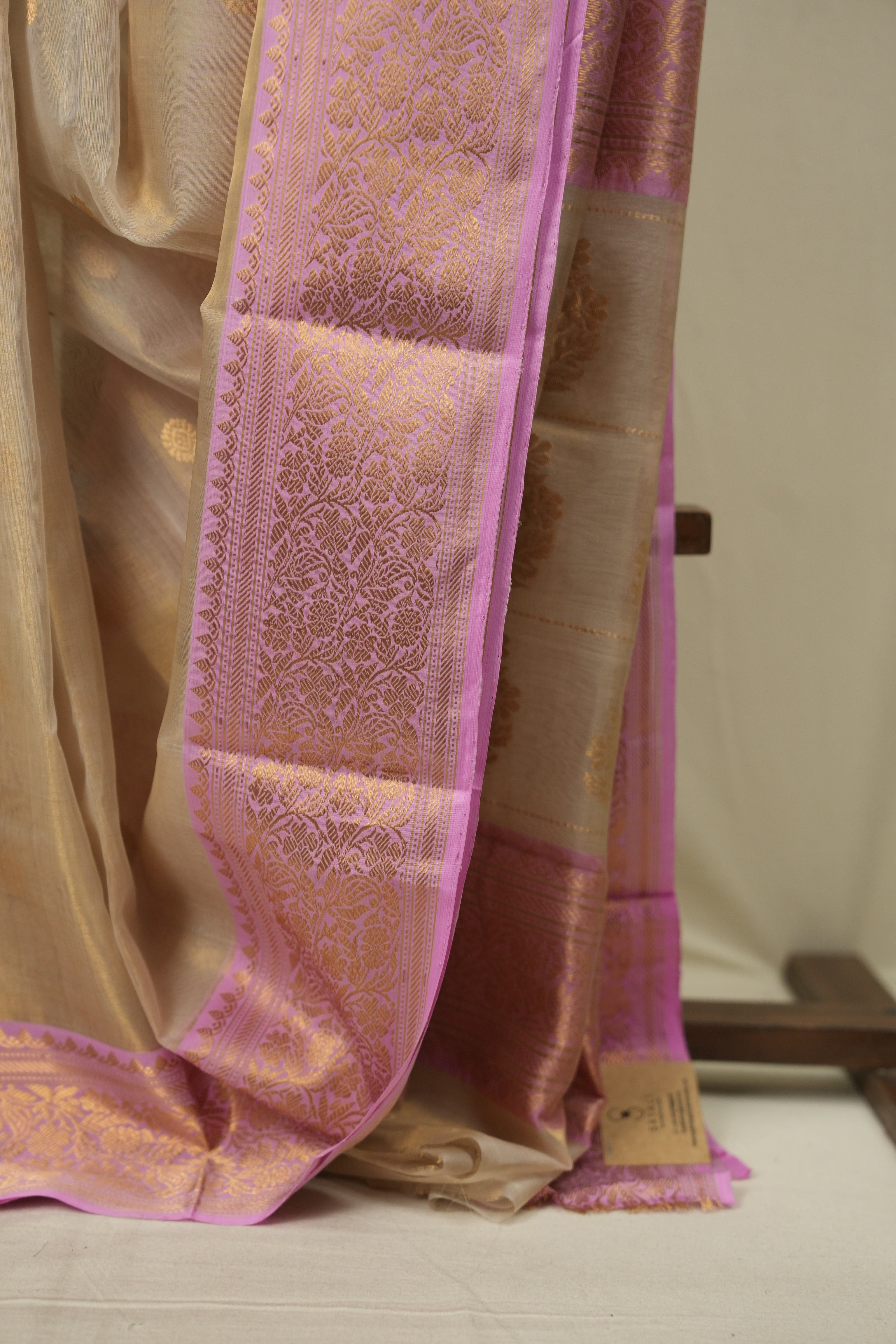 Cream Chanderi Tissue Silk Saree - SRCCTS374