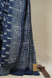 Indigo HBP Cotton Saree - SRICS2888