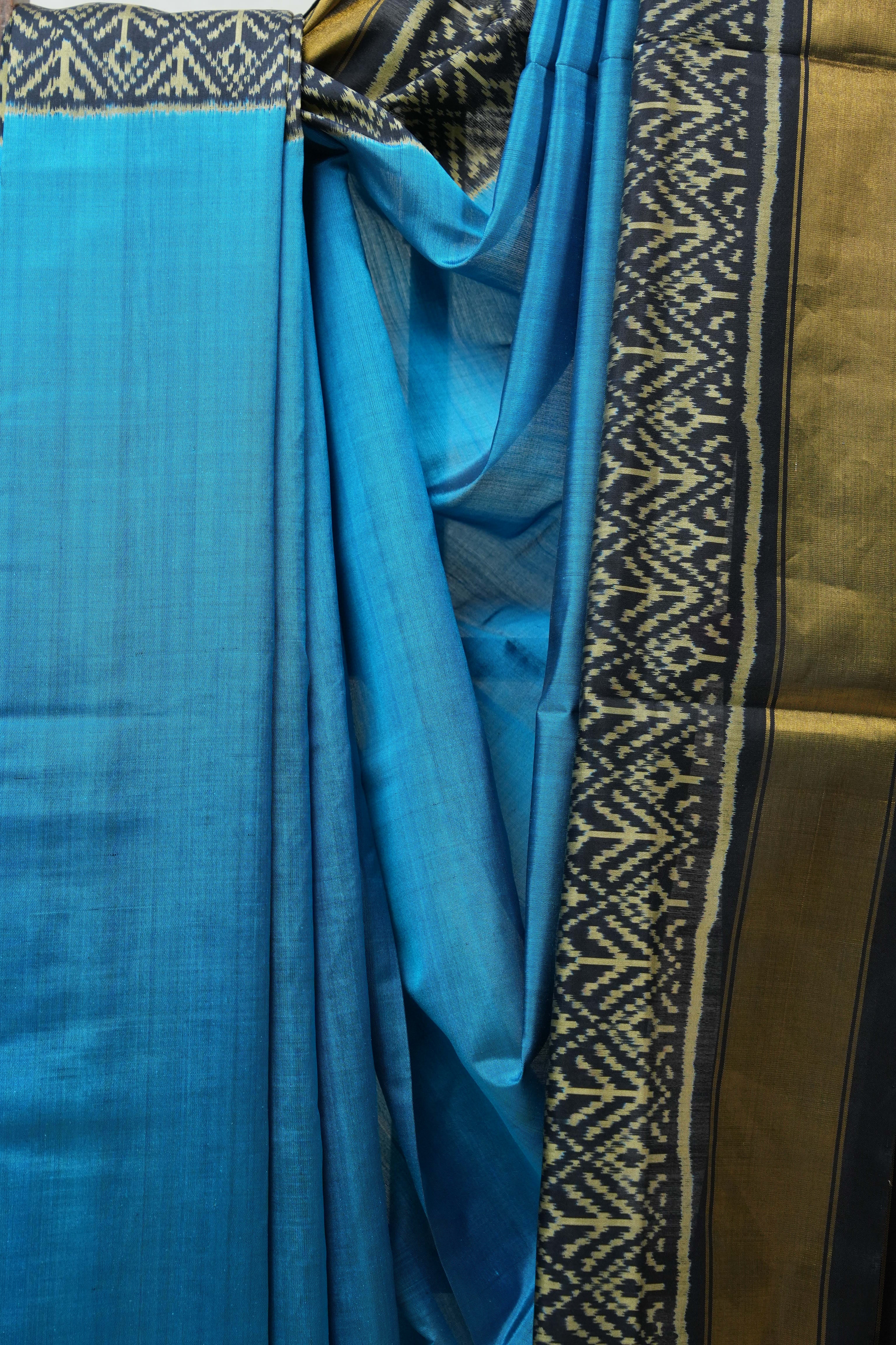 Sky Blue Rajkot Patola Silk Saree - SRSBRPSS367