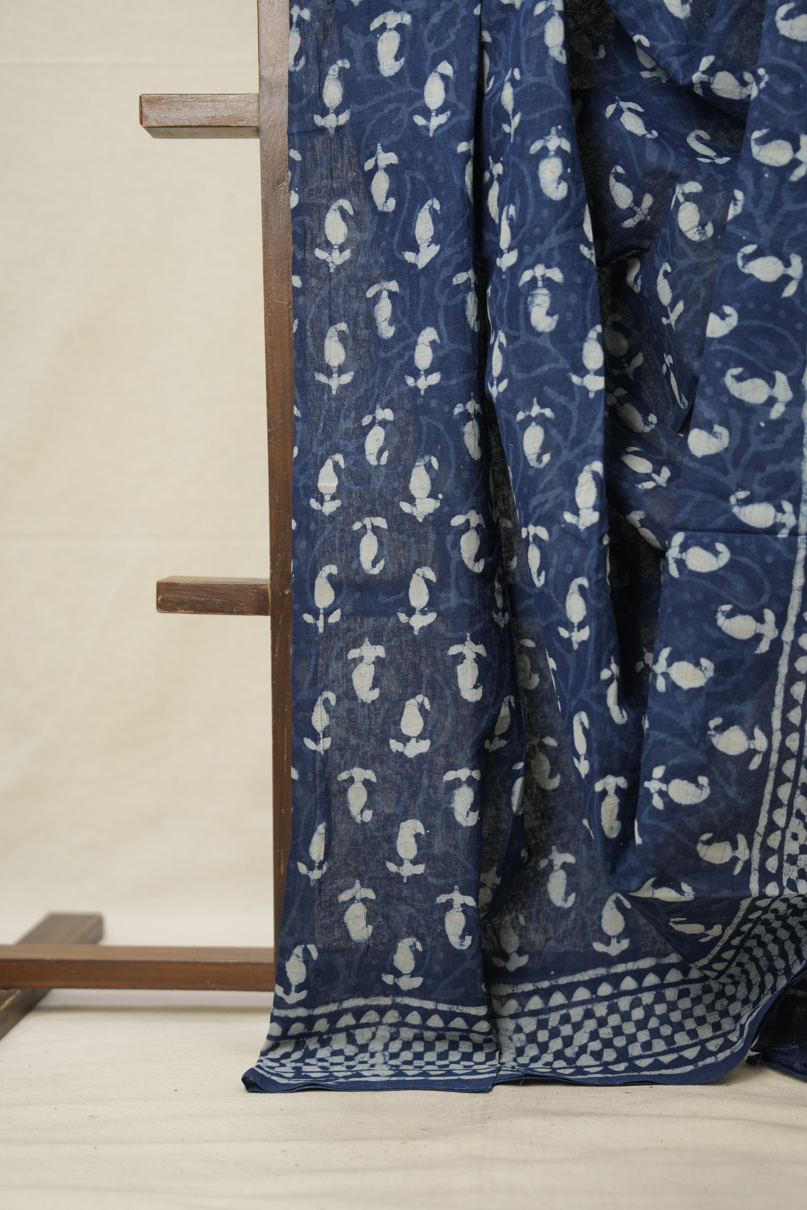 Indigo HBP Cotton Saree - SRICS2888