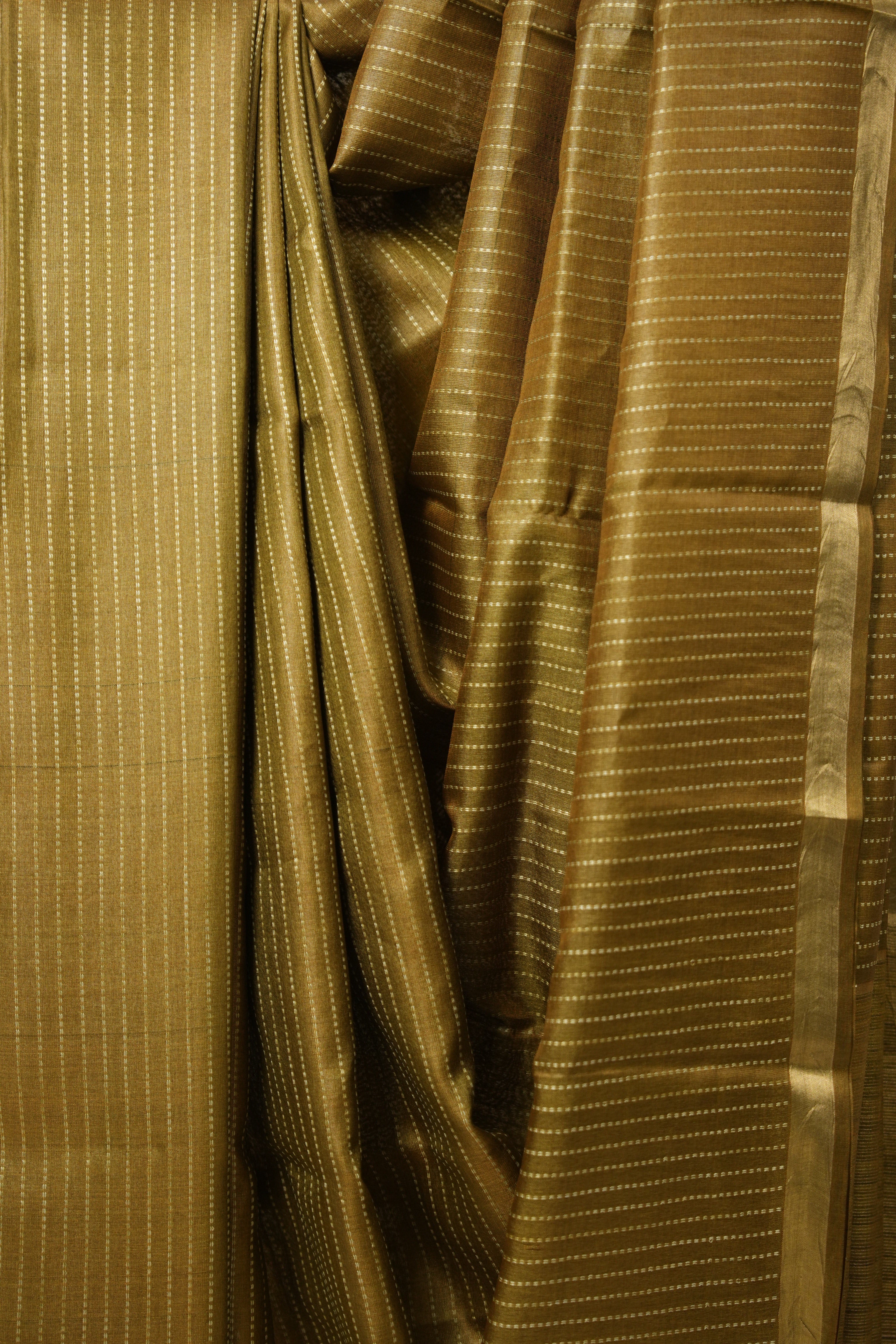 Khaki Tussar Silk Saree - SRKTSS1616