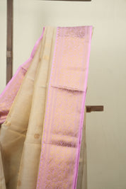 Cream Chanderi Tissue Silk Saree - SRCCTS374