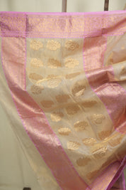 Cream Chanderi Tissue Silk Saree - SRCCTS374