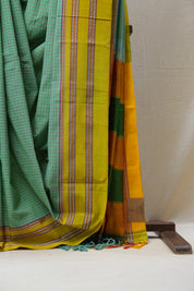 Mint Green Cotton Ilkal Saree with Gayatri Border - SRMGCIS609