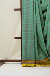 Mint Green Cotton Ilkal Saree with Gayatri Border - SRMGCIS609