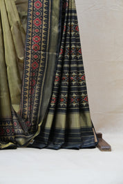 Olive Green Rajkot Patola Silk Saree - SROGRPSS375