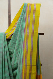 Mint Green Cotton Ilkal Saree with Gayatri Border - SRMGCIS609