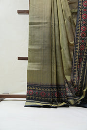 Olive Green Rajkot Patola Silk Saree - SROGRPSS375