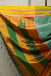 Mint Green Cotton Ilkal Saree with Gayatri Border - SRMGCIS609