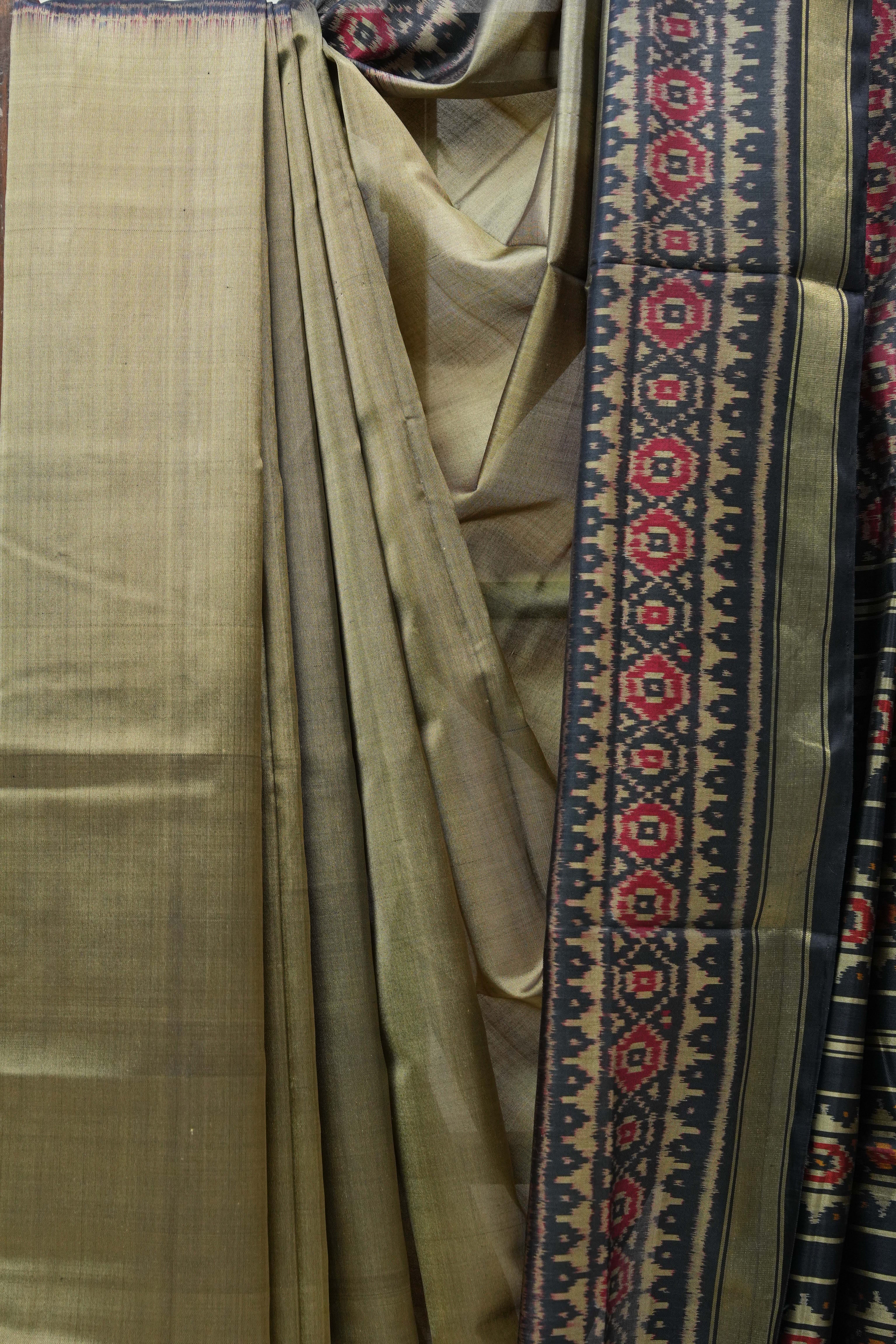 Olive Green Rajkot Patola Silk Saree - SROGRPSS375