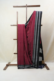 Maroon Cotton Ilkal Saree with Gayatri Border - SRMCIS608