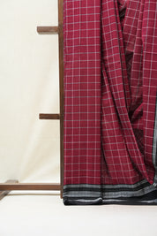 Maroon Cotton Ilkal Saree with Gayatri Border - SRMCIS608