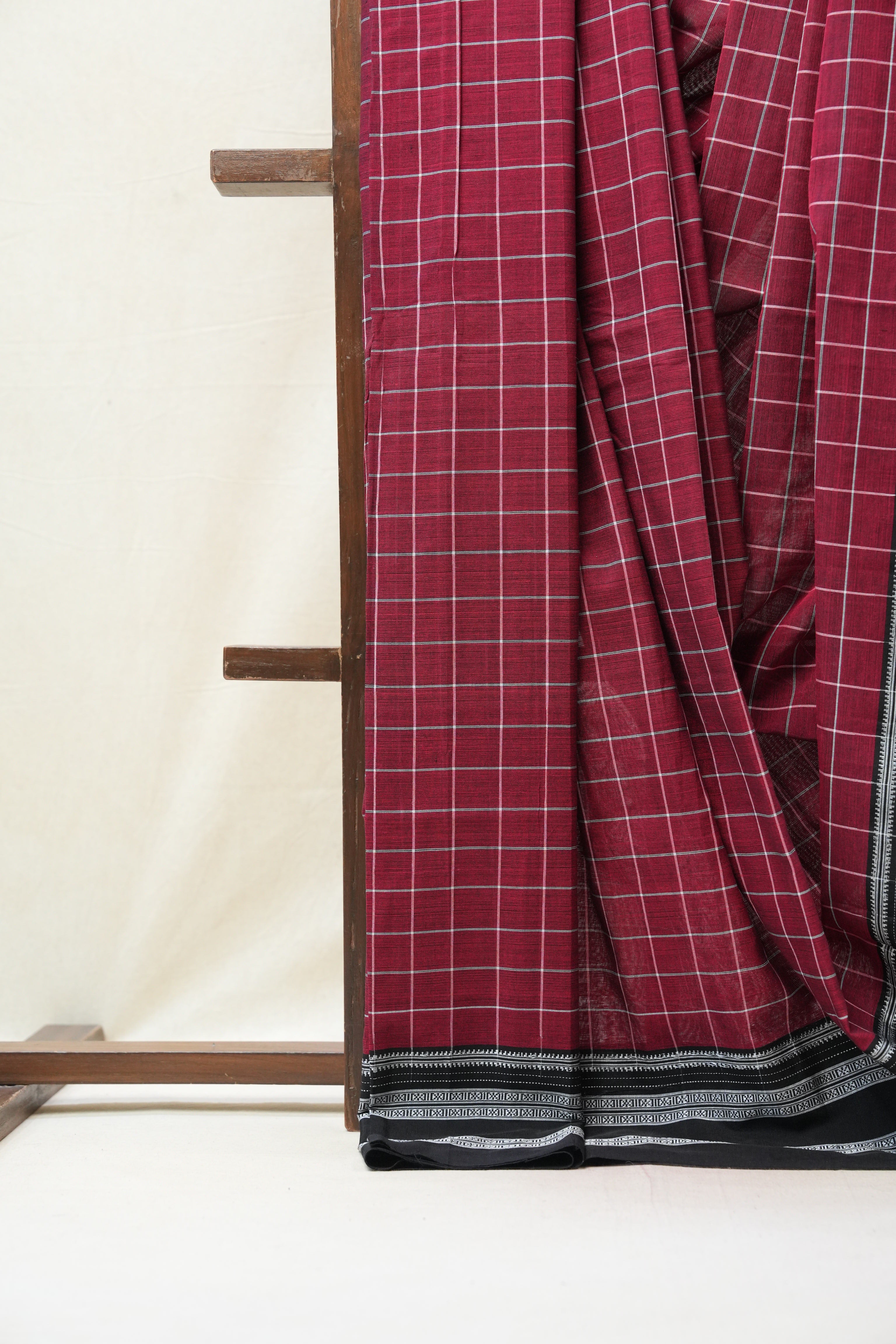 Maroon Cotton Ilkal Saree with Gayatri Border - SRMCIS608