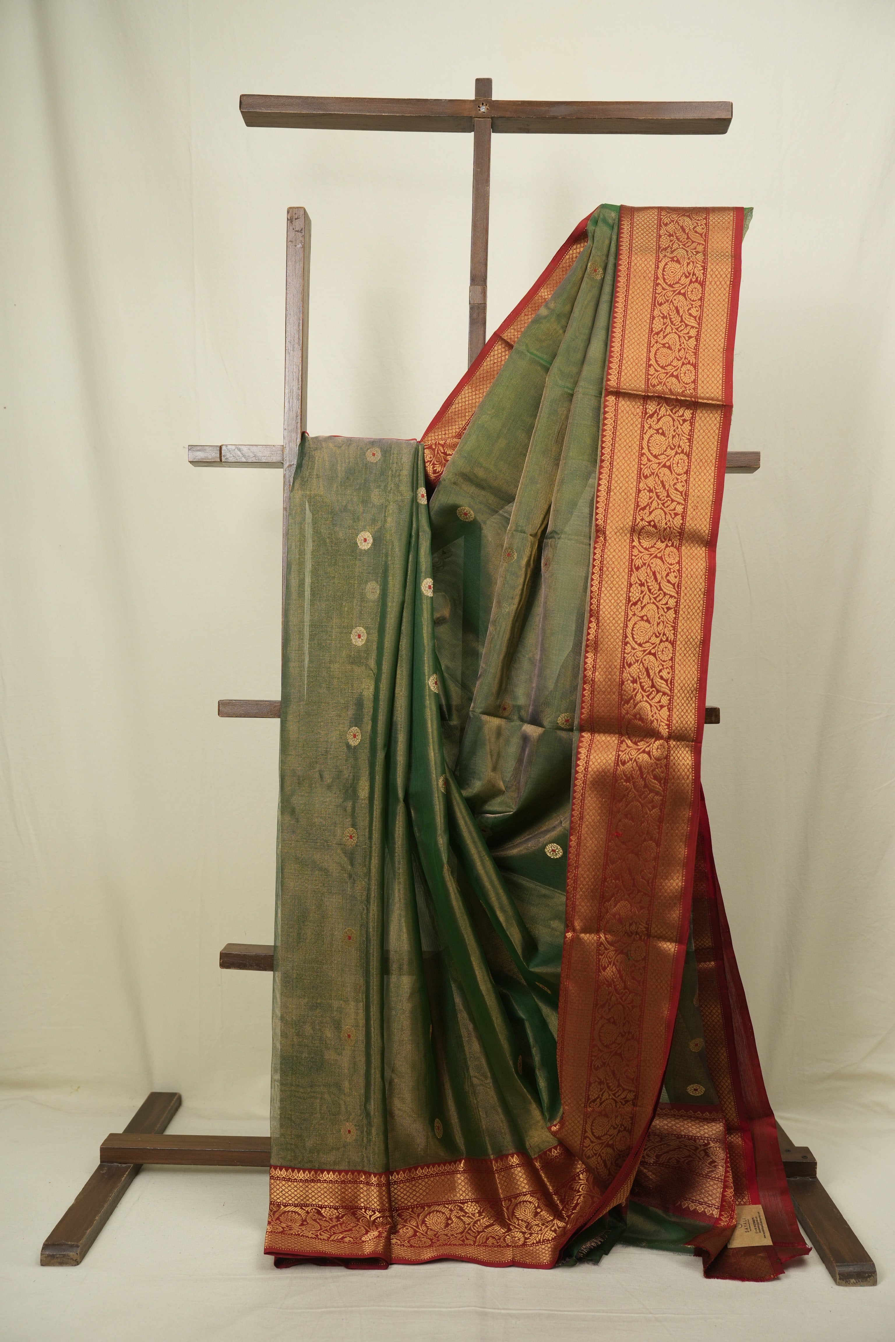 Green Chanderi Tissue Silk Saree - SRGCTS375