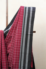Maroon Cotton Ilkal Saree with Gayatri Border - SRMCIS608